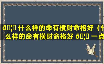 🦄 什么样的命有横财命格好（什么样的命有横财命格好 🦊 一点）